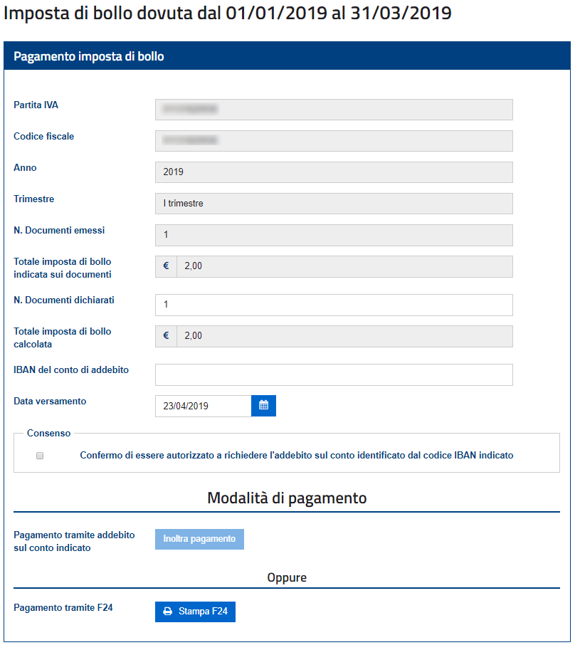 Imposta di bollo su fattura elettronica