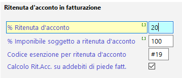 Parametri ritenuta d'acconto